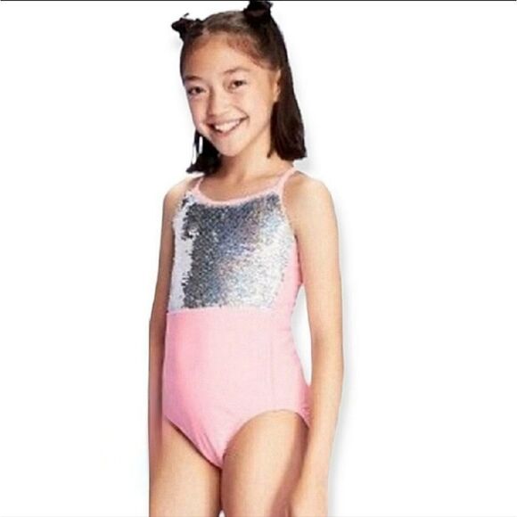 More than Magic Flip Sequin Pink Swimsuit L 10/12 - Picture 1 of 7